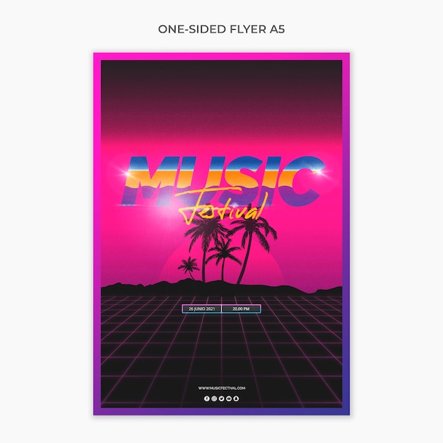 One sided a5 flyer for 80s music festival