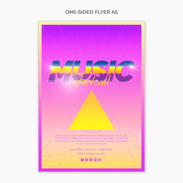 80年代の音楽祭のためのwebバナーのテンプレート 無料のpsdファイル