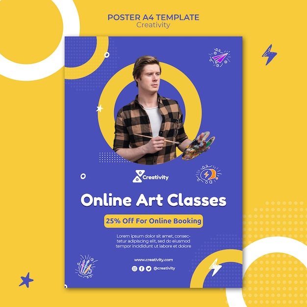 Modello di poster per lezioni d'arte online