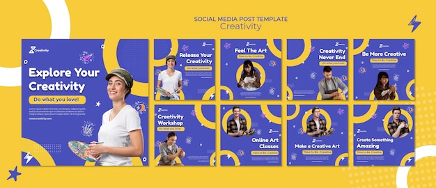 Free PSD online art class social media posts