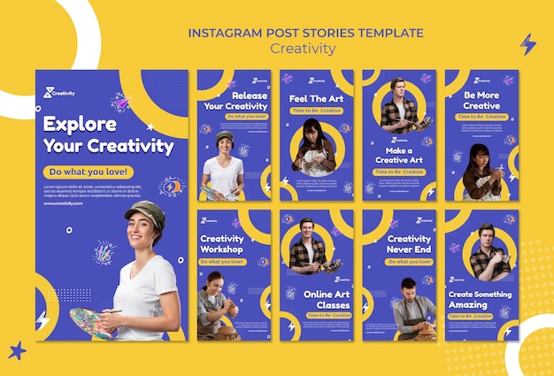 Free PSD online art class social media stories