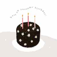 Free PSD online birthday greeting template psd with cute cake illustration