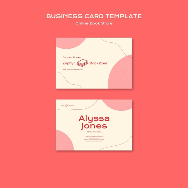 Free PSD online book store business card template