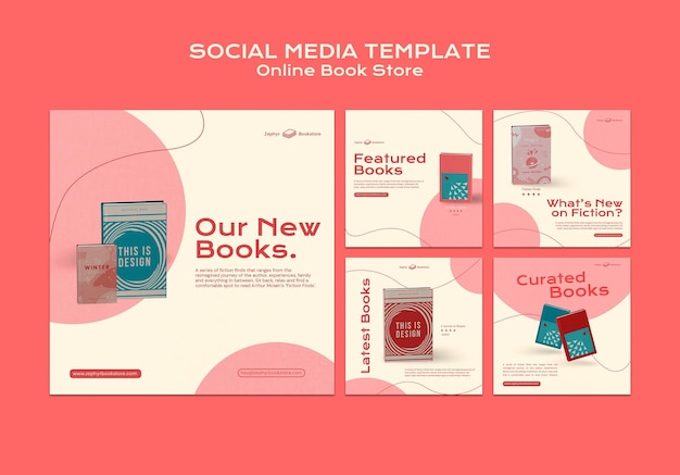 Free PSD online book store social media posts