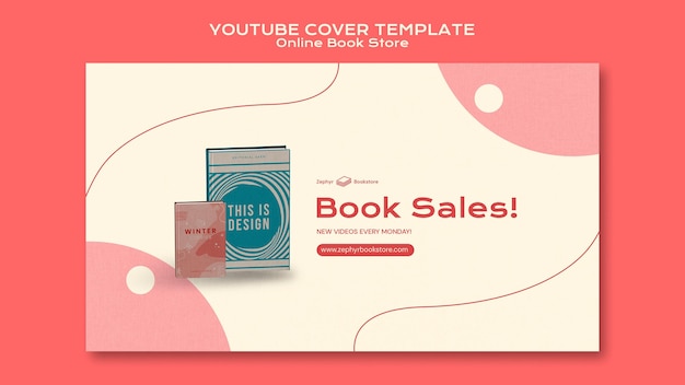 Modello di copertina di youtube del negozio di libri online