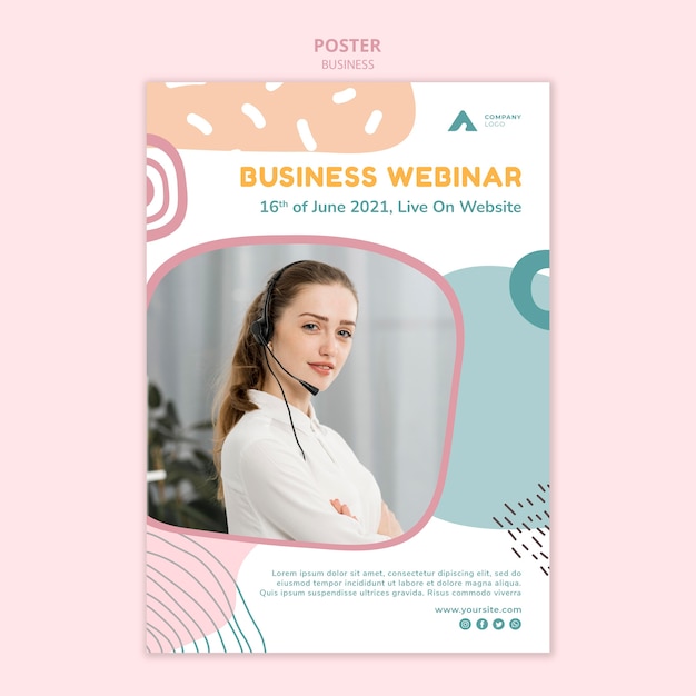 Free PSD online business webinar poster template