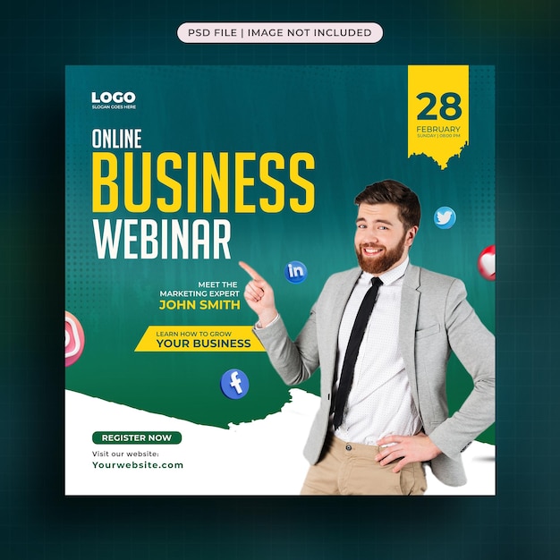 Online business webinar social media story design template