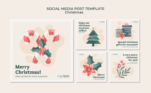 Online christmas shopping social media post template