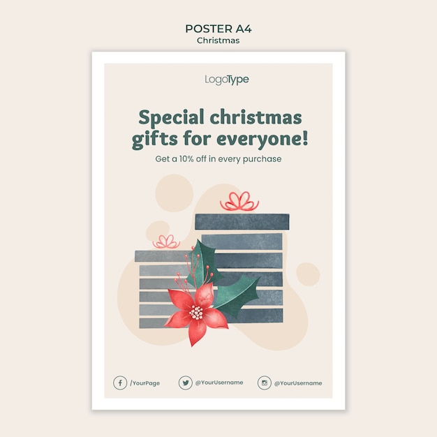 Free PSD online christmas shopping template poster