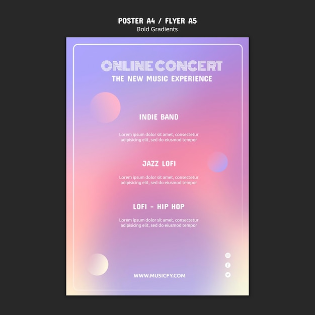Бесплатный PSD Шаблон плаката онлайн-концерта