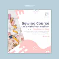 Free PSD online course sewing square flyer