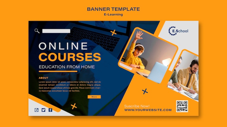 Free PSD online courses banner template