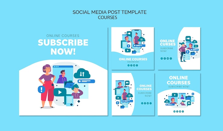 Free PSD online courses instagram post collection