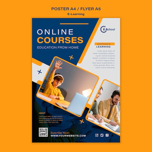 Modello di poster dei corsi online