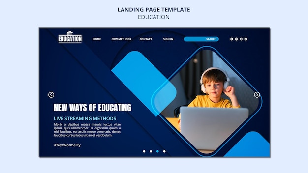 Free PSD online education landing page