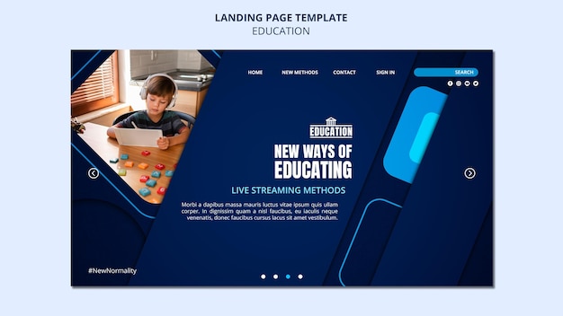 Free PSD online education landing page