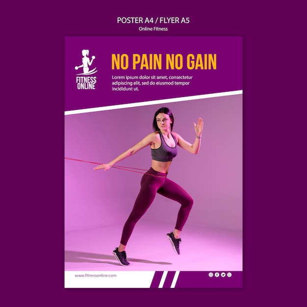 Free PSD online fitness concept flyer template