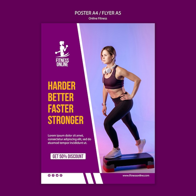 online fitness concept flyer template