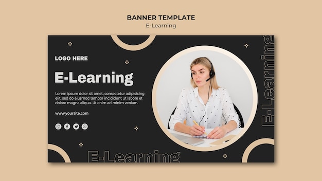 PSD gratuito modello di banner di apprendimento online