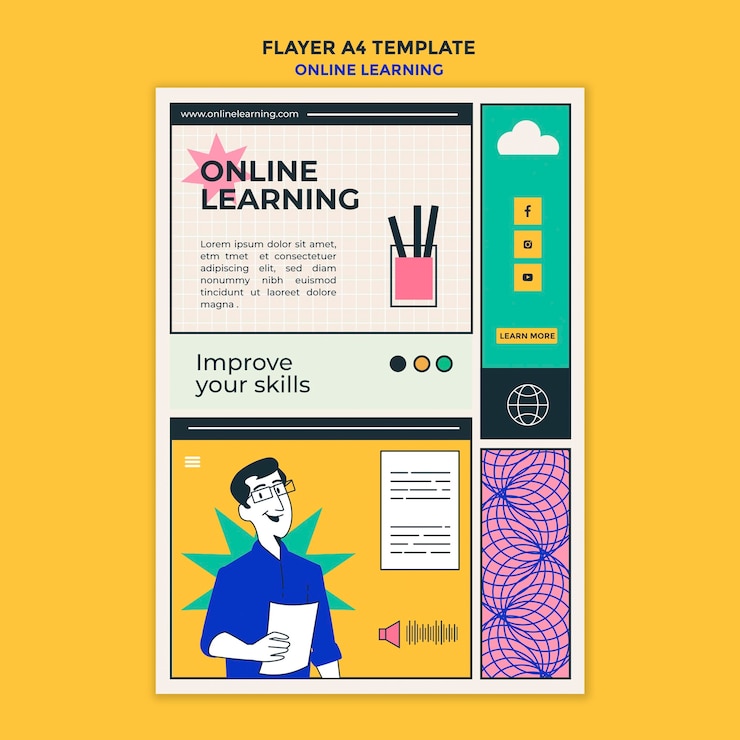 Free PSD online learning flyer template