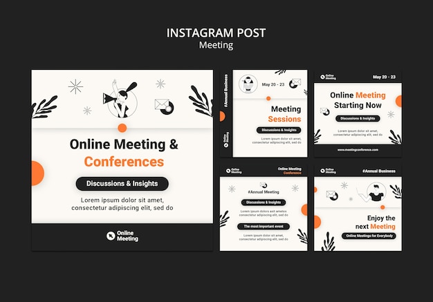 Online Meeting Instagram Posts: Free Download PSD Templates