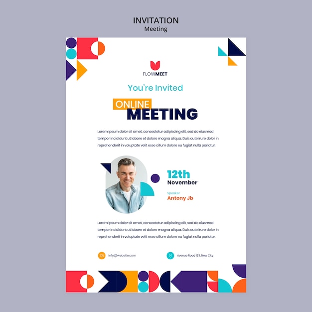 Free PSD online meeting invitation template