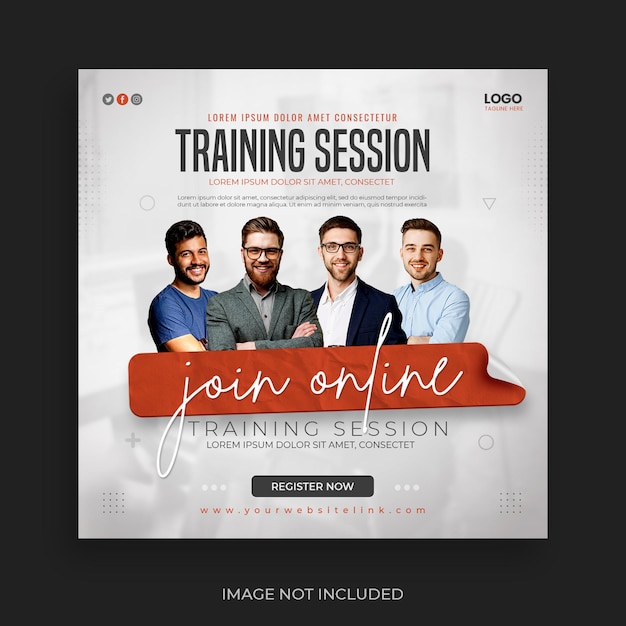 Online multiple guest speaker business live conference social media post template