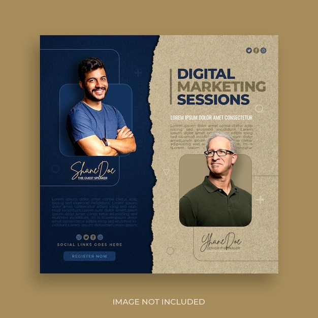 PSD gratuito online multiple guest speaker business live conference social media post template