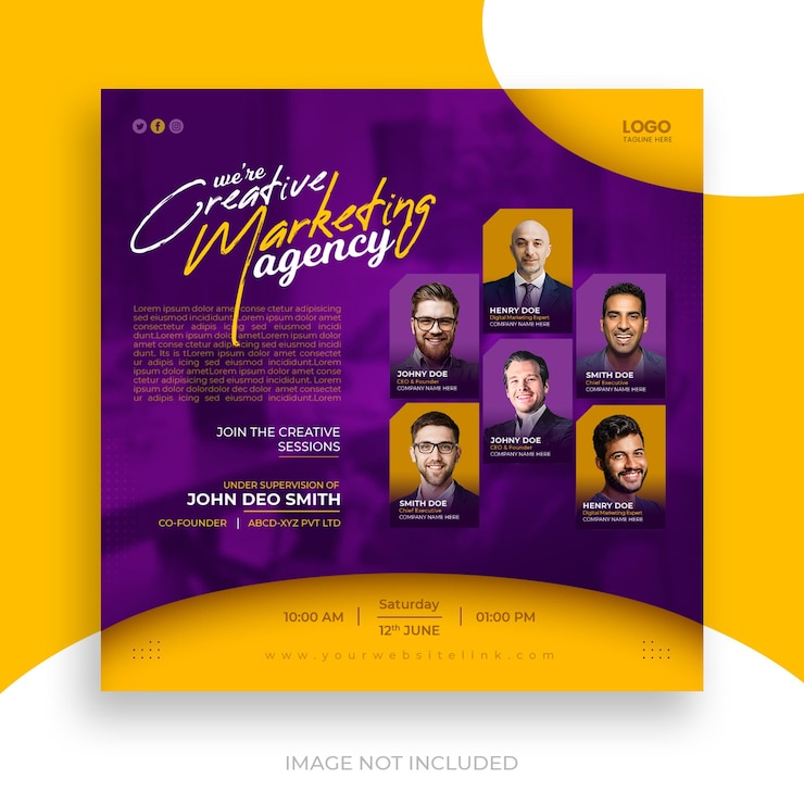 Free PSD online multiple guest speaker business live conference social media post template