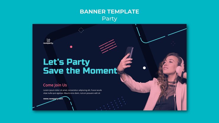 मुफ़्त PSD online party horizontal banner template