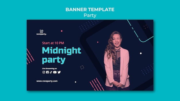 Online party horizontal banner template