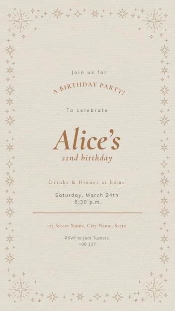 Online party invitation template psd birthday celebration