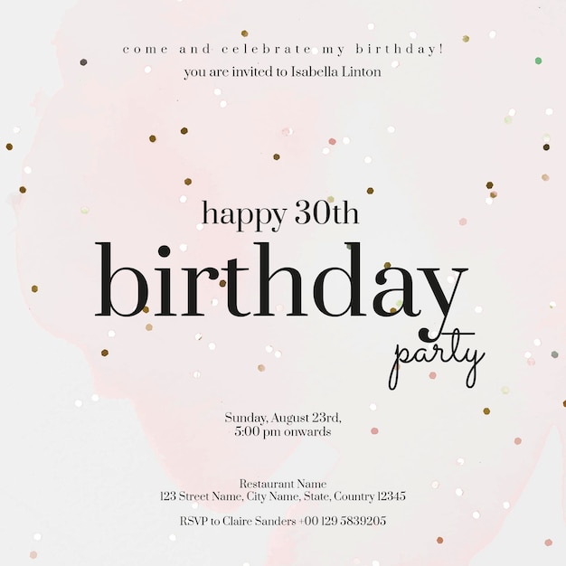 Шаблон приглашения на вечеринку в сети psd празднование дня рождения