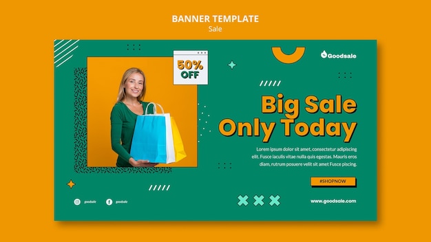 Free PSD online sale horizontal banner template