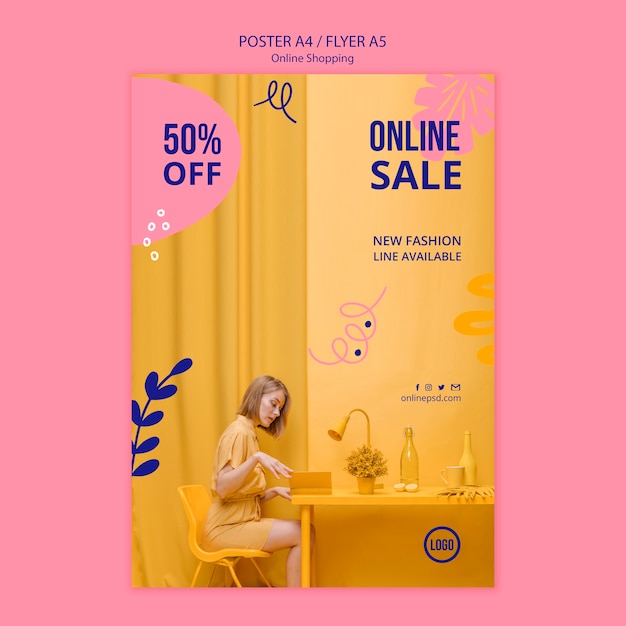 PSD gratuito modello di poster di vendita online