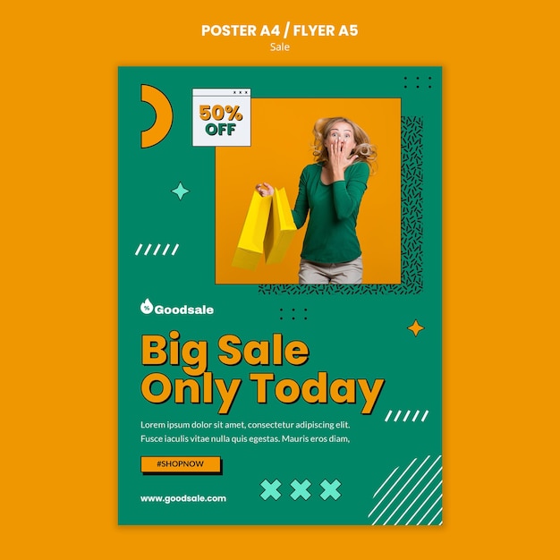 PSD gratuito modello di poster di vendita online