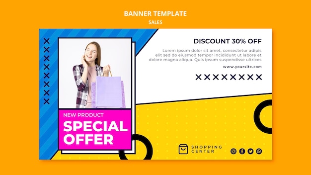 PSD gratuito modello di banner per offerte speciali di vendita online
