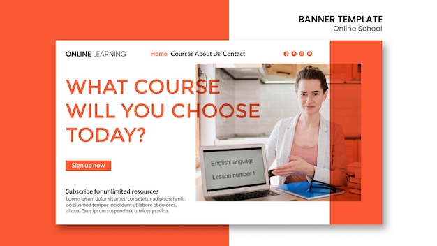 Free PSD online school banner template