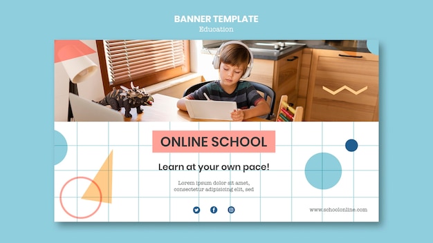 PSD gratuito modello di banner scuola online