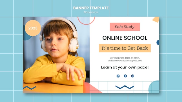 PSD gratuito modello di banner scuola online