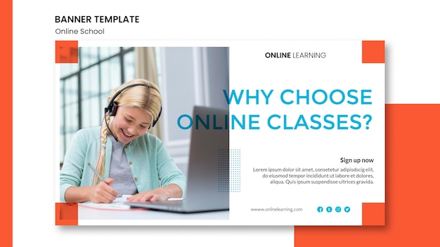 Free PSD online school horizontal banner template