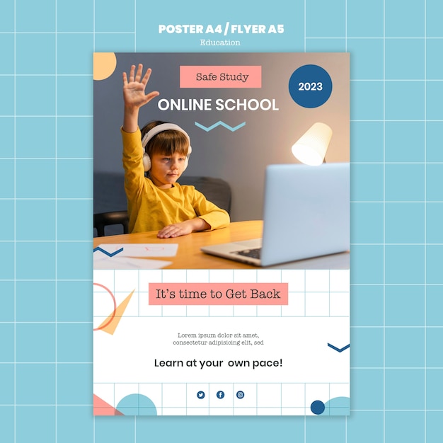 Бесплатный PSD Шаблон для печати онлайн-школы