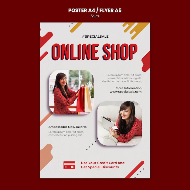 PSD gratuito modello di poster del negozio online
