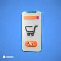 Free PSD online shopping app icon isolated 3d render illustration