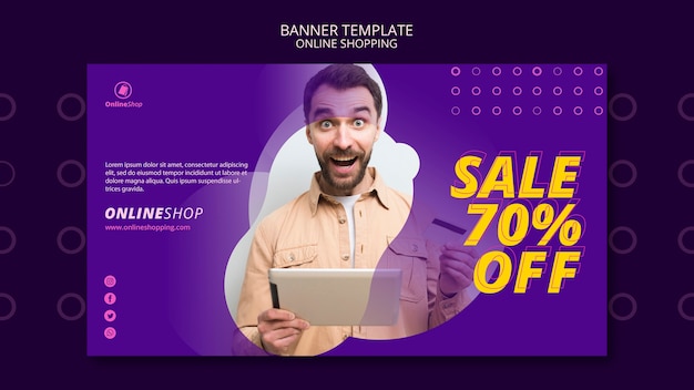 PSD gratuito modello di banner dello shopping online