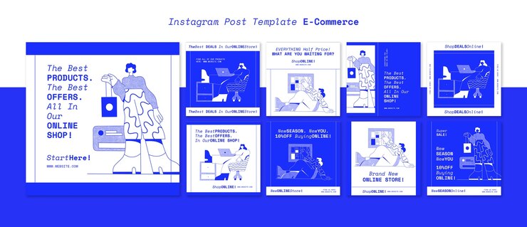 免費 PSD 在線購物和電子商務 instagram 帖子收藏