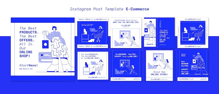 Free PSD online shopping and e-commerce instagram posts collection