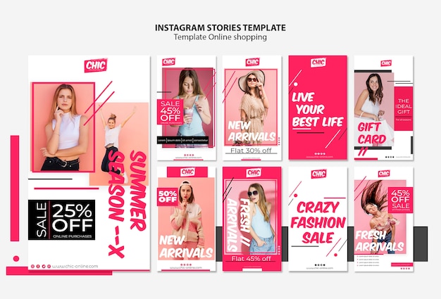 PSD gratuito storie di instagram per lo shopping online