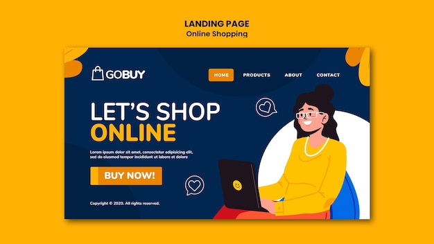 Online shopping landing page