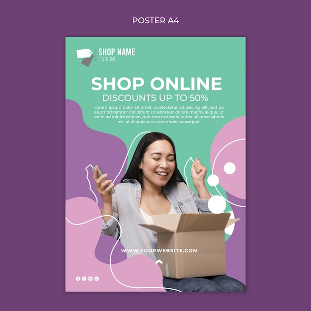 PSD gratuito poster dello shopping online